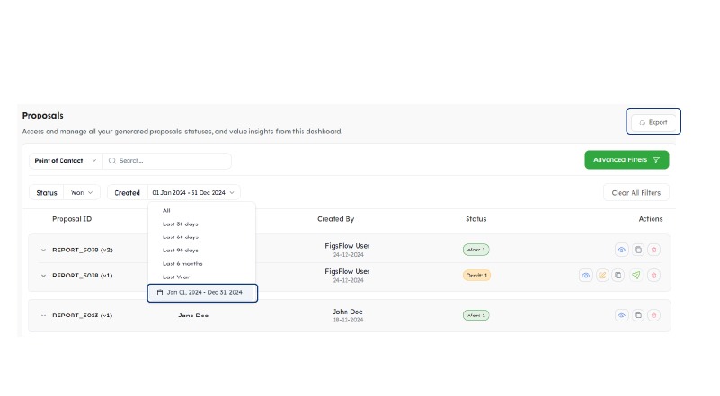 Export Proposals by Custom Date