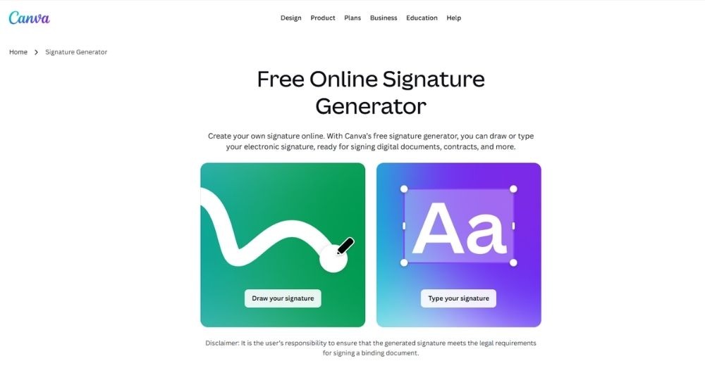 Go to canva free e-signature generator - How to create electronic signature for free