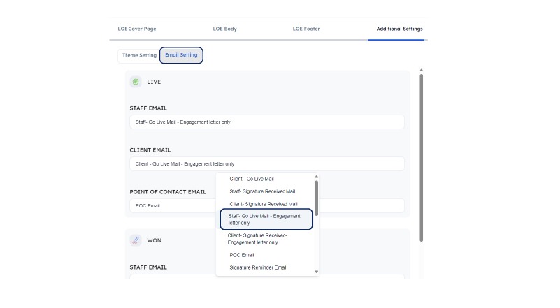 Configurable Email Settings