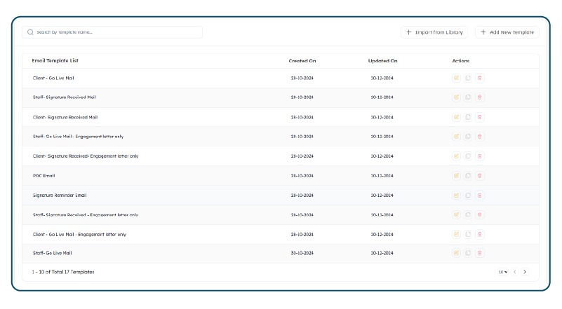 Email Template Dashboard