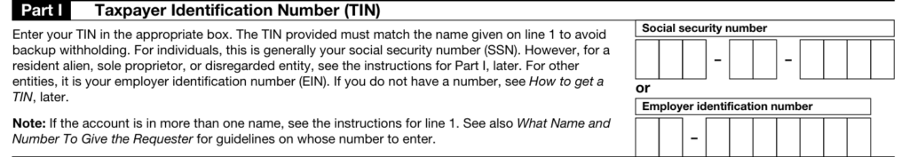 IRS W 9 Form How to Fill It Correctly Part I Taxpayer Identification Number TIN