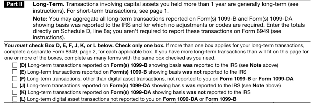 Part II How to Choose the Right Box on Form 8949