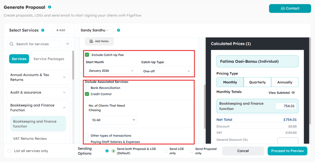 Proposal WorkFlow Tip No 5 Add Associated Services and Catch up fees in the same proposal