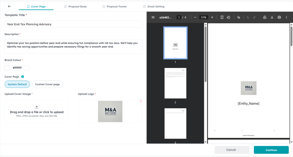 Way 1 to Customise Proposal Template - Customise the Template Behind Every Proposal