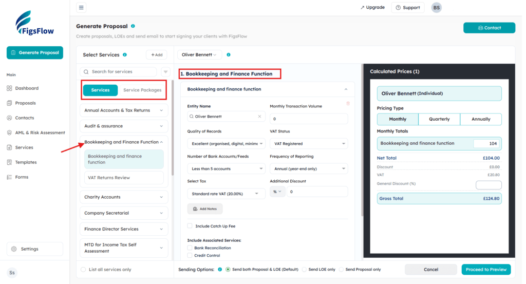 Step 2 - How to create an engagement letter in FigsFlow