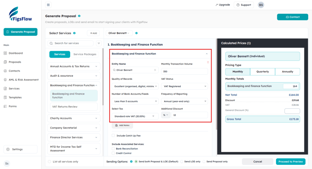 Step 3 - How to create an engagement letter in FigsFlow