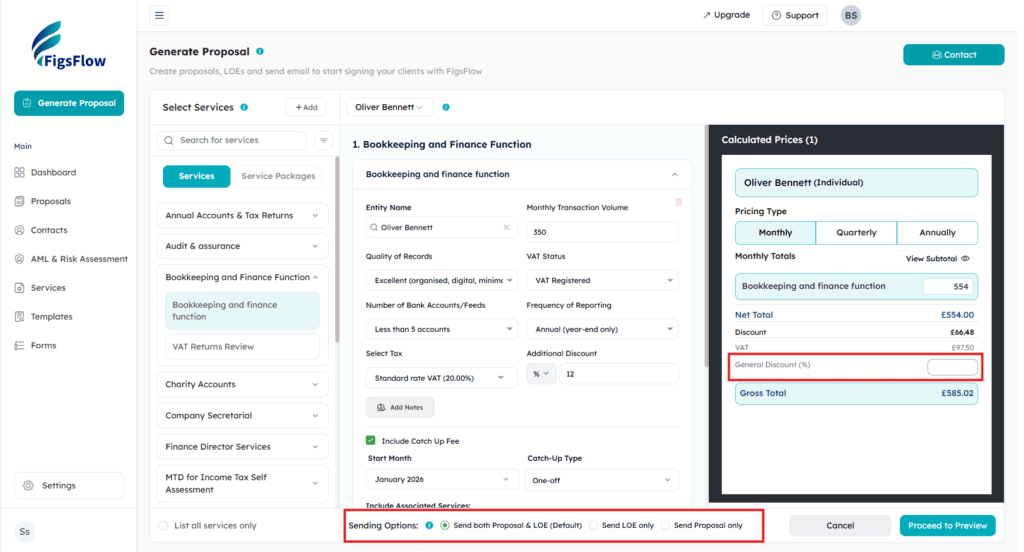 Step 5 - How to create an engagement letter in FigsFlow