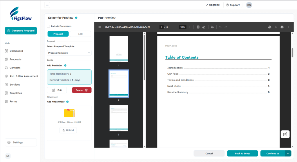 Step 6 - How to create an engagement letter in FigsFlow