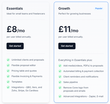 Cone's Pricing Structure