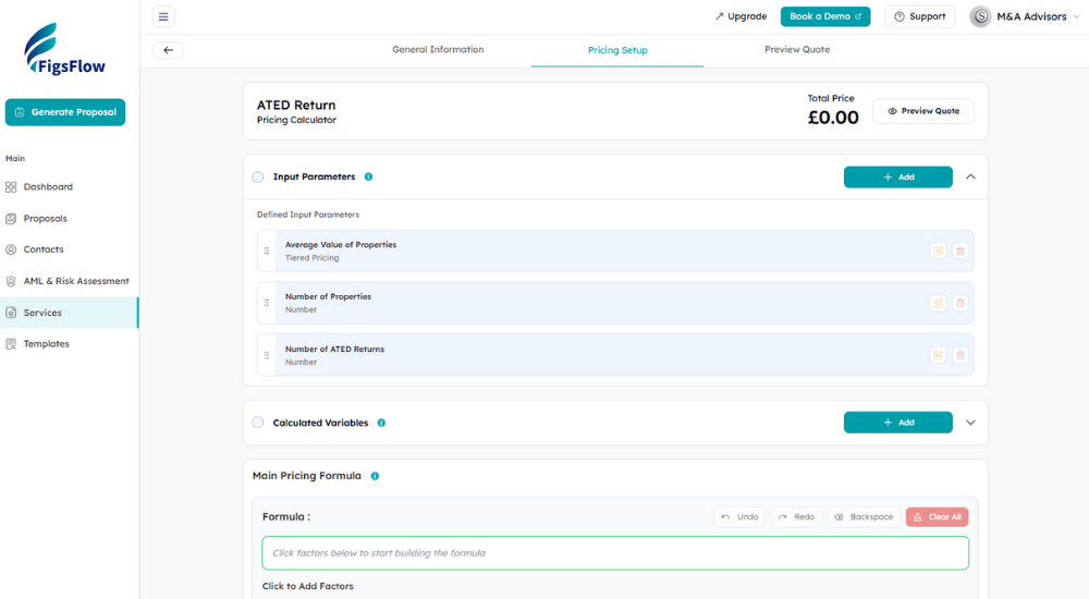 Introducing FigsFlow Advanced Pricing Calculator Step 3 Add your input parameters