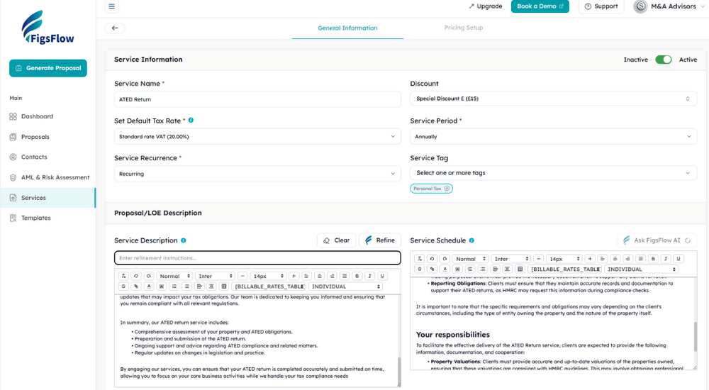 Step 1 Create Your Service with FigsFlow AI