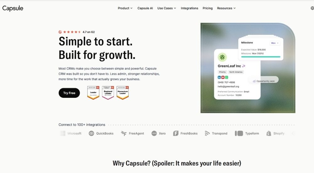 Capsule CRM - Best CRM software for accounting firms