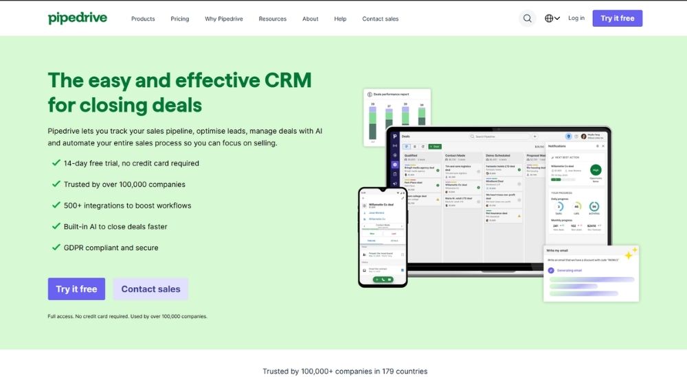 Pipedrive CRM - Top CRM software for accounting firms